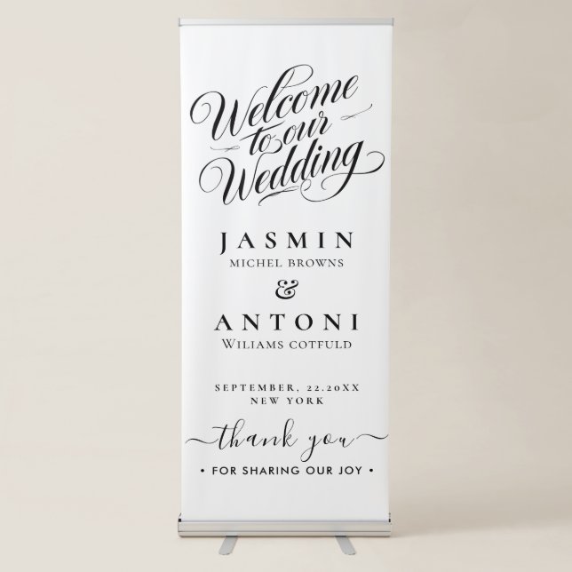Elegant Calligraphy Wedding Retractable Banner (Front)