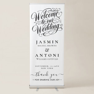 Elegant Calligraphy Wedding Retractable Banner