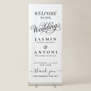 Elegant Calligraphy Wedding Retractable Banner