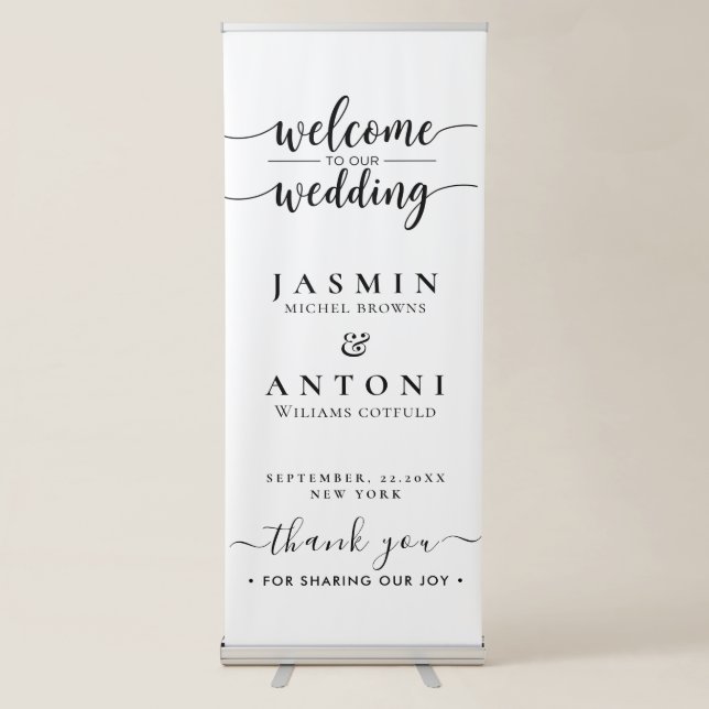 Elegant Calligraphy Wedding Retractable Banner (Front)