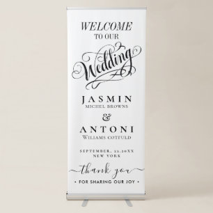 Elegant Calligraphy Wedding Retractable Banner