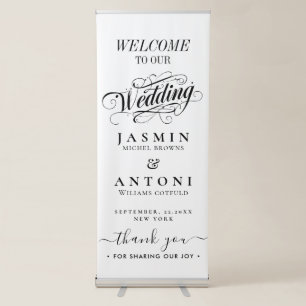 Elegant Calligraphy Wedding Retractable Banner