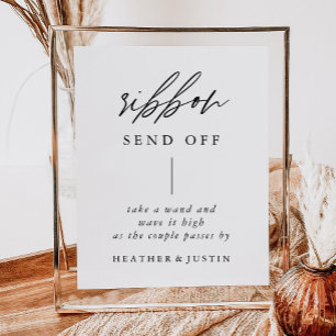 Elegant Calligraphy Wedding Ribbon Send Off Sign
