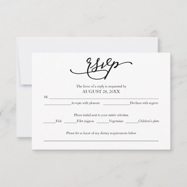 Elegant Calligraphy Wedding RSVP Card (Front)