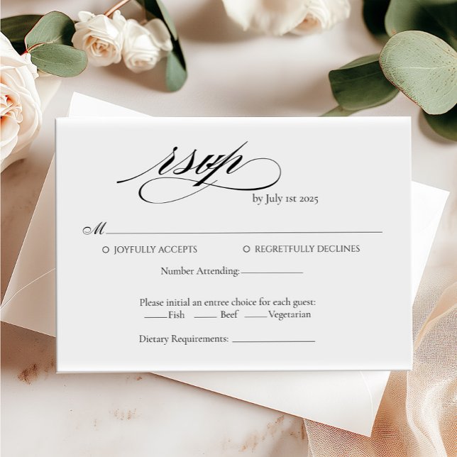 Elegant calligraphy Wedding RSVP minimalist card (Creator Uploaded)