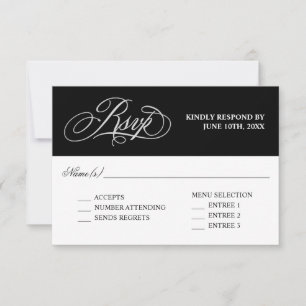 Elegant Calligraphy Wedding RSVP with Entrees Card