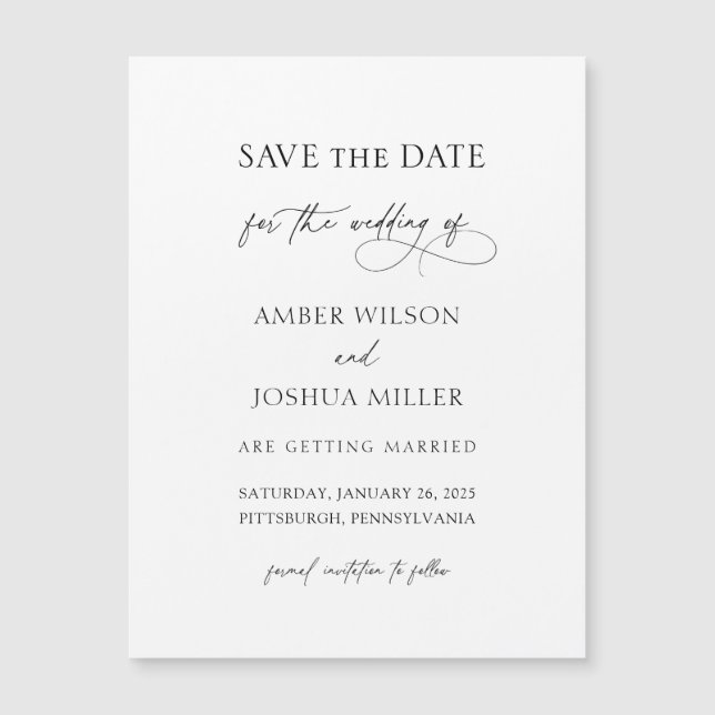 Elegant Calligraphy Wedding Save the Date (Front)