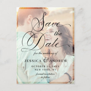 Elegant Calligraphy Wedding Save the Date 2 PHOTO Postcard