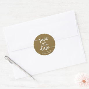 Elegant Calligraphy Wedding Save The Date Classic Round Sticker