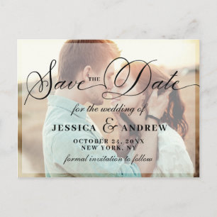 Elegant Calligraphy Wedding Save the Date PHOTO Postcard