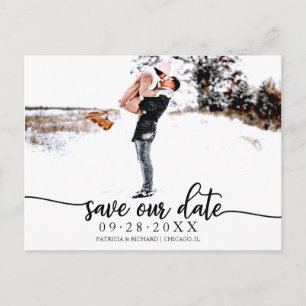 Elegant Calligraphy Wedding Save The Date Photo Postcard