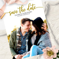 Elegant Calligraphy Wedding Save The Date Photo