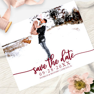 Elegant Calligraphy Wedding Save The Date Photo Postcard