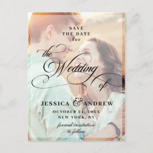 Elegant Calligraphy Wedding Save the Date PHOTO Postcard