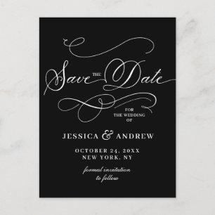 Elegant Calligraphy Wedding Save the Date Postcard