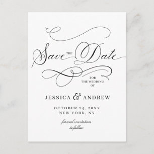 Elegant Calligraphy Wedding Save the Date Postcard