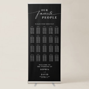 Elegant Calligraphy Wedding Seating Chart Retractable Banner