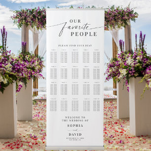 Elegant Calligraphy Wedding Seating Chart Retractable Banner