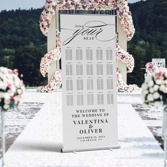 Elegant Calligraphy Wedding Seating Chart  Retractable Banner (Creator Uploaded)