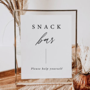 Elegant Calligraphy Wedding Snack Bar Sign Poster