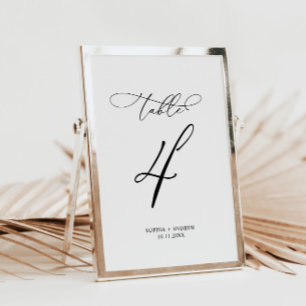 Elegant Calligraphy Wedding Table Number 4