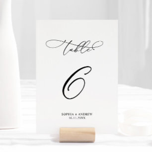 Elegant Calligraphy Wedding Table Number 6