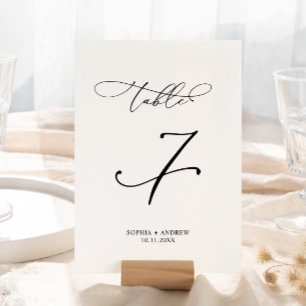 Elegant Calligraphy Wedding Table Number 7