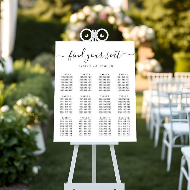 Elegant  Calligraphy Wedding Table Seating Chart (Creator Uploaded)