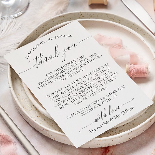 Elegant Calligraphy Wedding Table Thank You Card (Creator Uploaded)