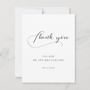 Elegant calligraphy wedding thank you card