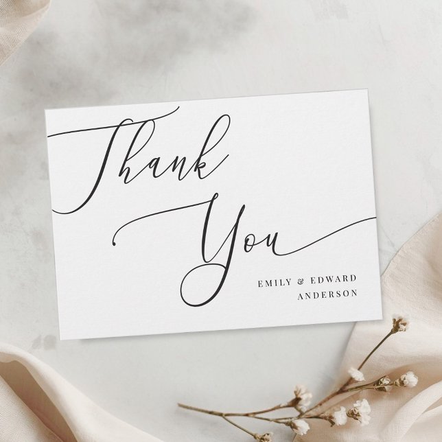 Elegant Calligraphy Wedding Thank You Card (Creator Uploaded)