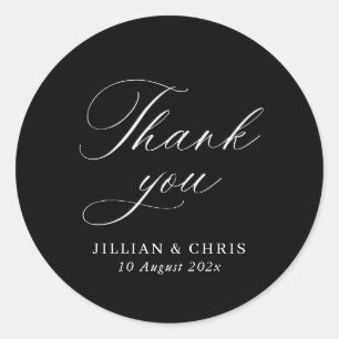 elegant calligraphy wedding thank you classic round sticker