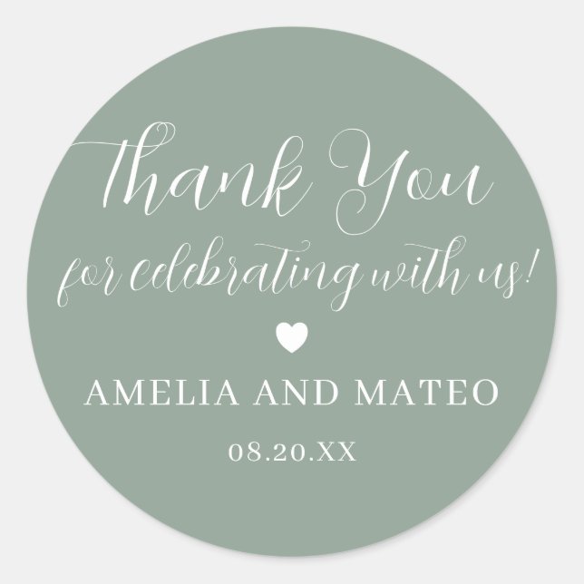 Elegant Calligraphy Wedding Thank You Favour Classic Round Sticker (Front)