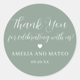 Elegant Calligraphy Wedding Thank You Favour Classic Round Sticker