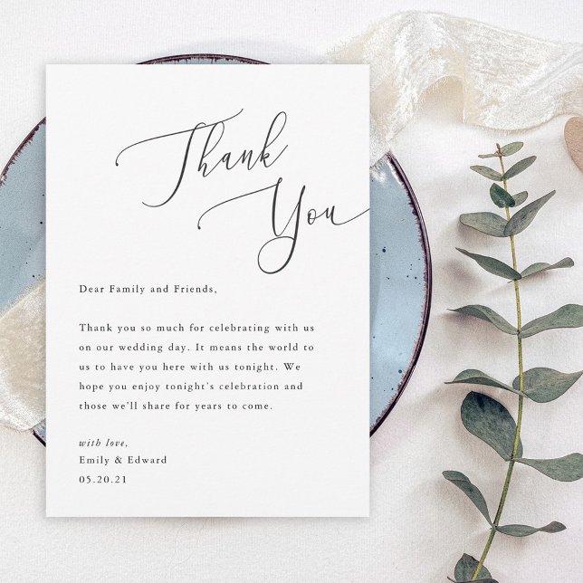 Elegant Calligraphy Wedding Thank You Note Card (Creator Uploaded)