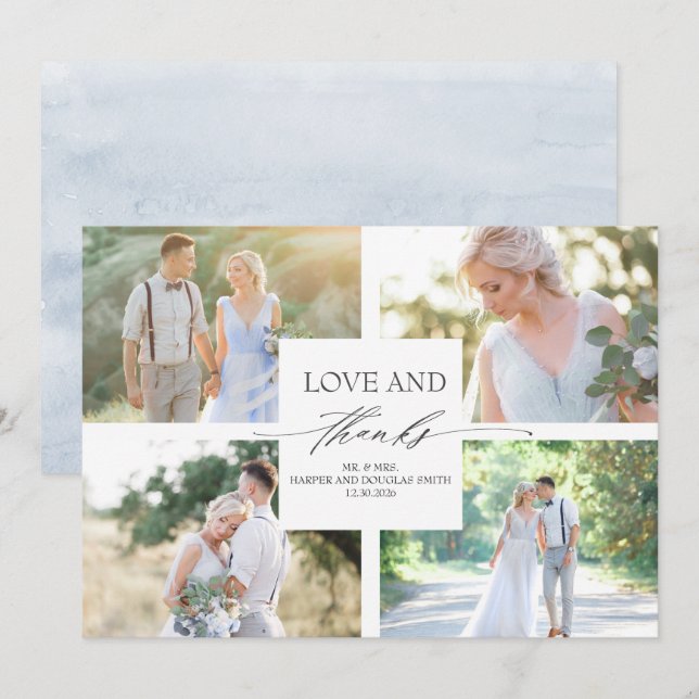 Elegant Calligraphy Wedding Thank You Photo (Front/Back)