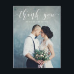Elegant Calligraphy | Wedding Thank You Photo Postcard<br><div class="desc">These beautiful postcards feature your personal wedding photo,  with the words "thank you" in elegant modern white calligraphy.</div>