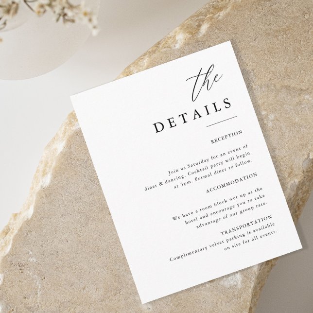 Elegant Calligraphy Wedding The Details Enclosure Card (Creator Uploaded)