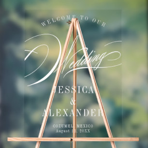 Elegant Calligraphy Wedding Welcome Acrylic Sign