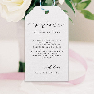 Elegant calligraphy wedding welcome bag gift tags