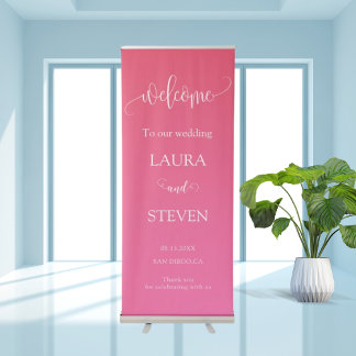Elegant Calligraphy Wedding Welcome Retractable Banner