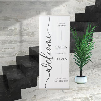 Elegant Calligraphy Wedding Welcome Retractable Banner