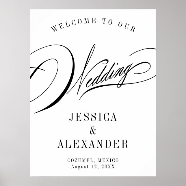 Elegant Calligraphy Wedding Welcome Sign (Front)