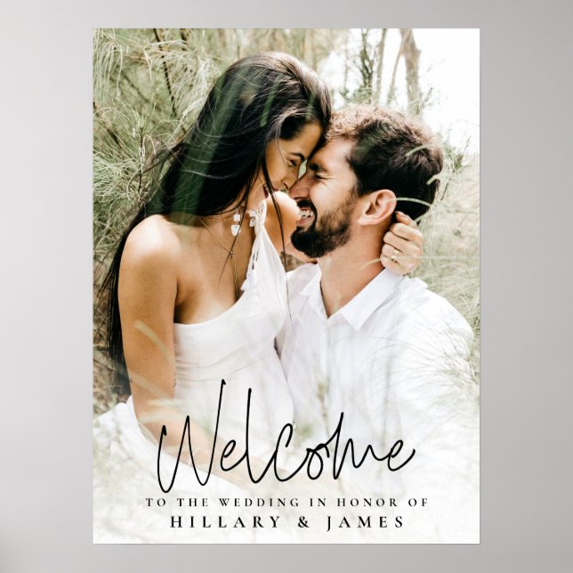 Elegant Calligraphy Wedding Welcome Sign Poster (Front)