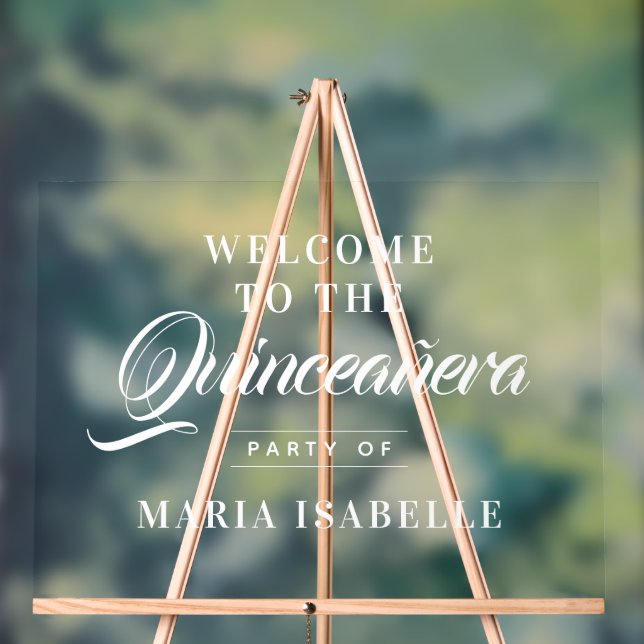 Elegant Calligraphy Welcome Quinceanera Party Sign (Neutral)