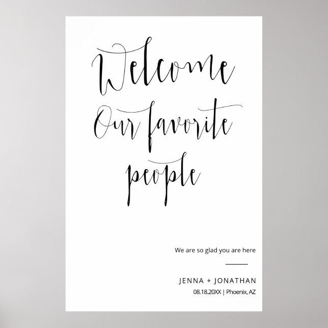 Elegant Calligraphy Welcome Wedding Cermony Sign (Front)