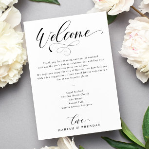 Elegant Calligraphy Welcome Wedding Itinerary Invitation