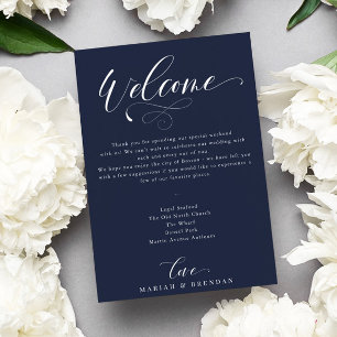 Elegant Calligraphy Welcome Wedding Itinerary Invitation