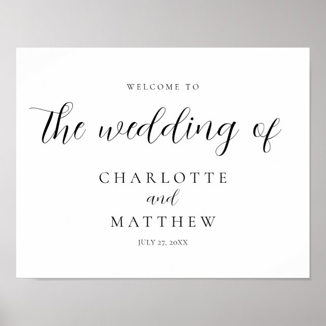 Elegant Calligraphy Welcome Wedding Poster (Front)