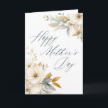 Elegant Calligraphy White Floral Mother's Day Card<br><div class="desc">Elegant Calligraphy White Floral Mother's Day Card features a beautiful calligraphy script on the front,  accented by elegant pink florals.</div>